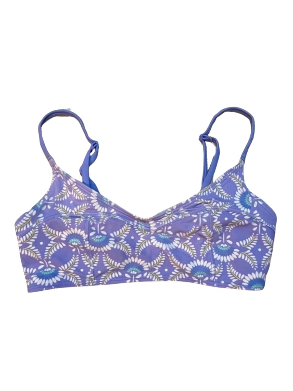 4/$20➡️ Violet Blue & White Patterned Bikini Top Strappy Back – Size Small EUC